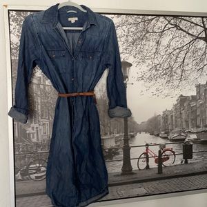 Denim shirt dress with belt